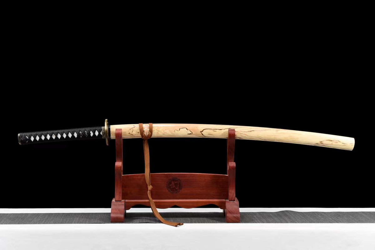 Katana Ten 天 – Damascus Steel with Bo-hi – view 1