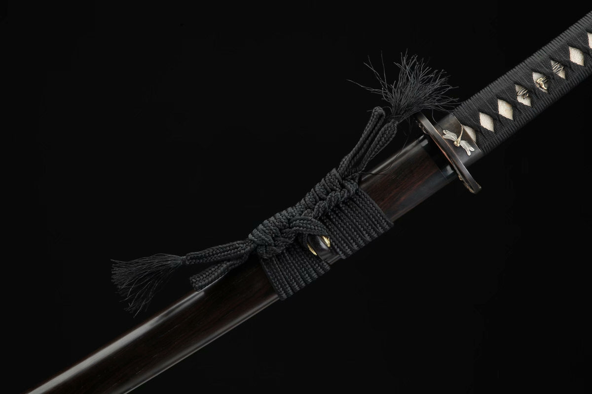 Tonbo Katana トンボ – Damascus Steel, Ebony Saya – view 10