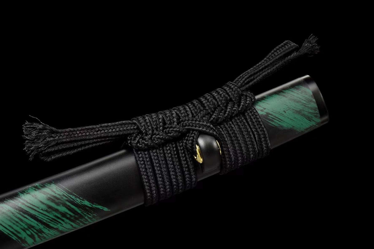 Kakki 活気 Katana – Manganese Steel, Black and Green Saya – view 8