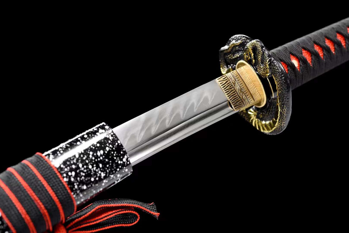 Sensou 戦争 Katana – T10 Steel, Sharpened, Red & Black Saya – view 8