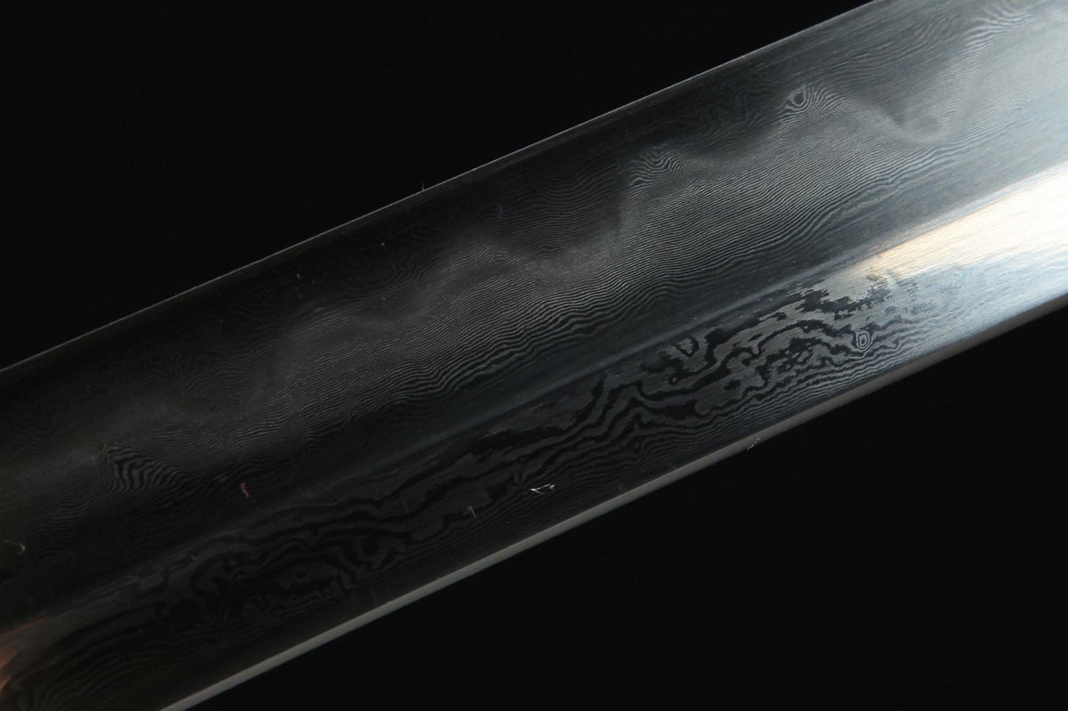 Hebi ヘビ Katana, Damascus Steel with Hamon – view 8