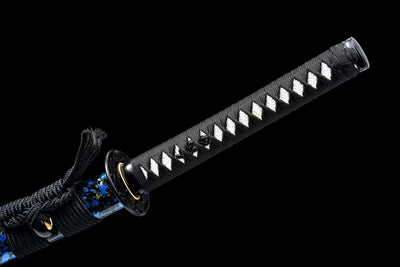 Rei Katana 霊 – Blue Manganese Steel Blade, Ebony Saya – view 9