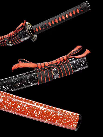 Sensou 戦争 Katana – T10 Steel, Sharpened, Red & Black Saya – view 9