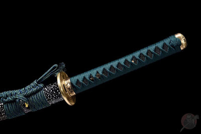 Tame 亀 Katana — Hand-Hammered T10 Blade, Green Saya – view 9