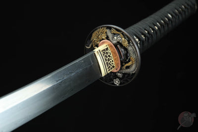 Katana Igen 威厳 – Hand-forged Damascus, Copper and Brass Saya – view 11