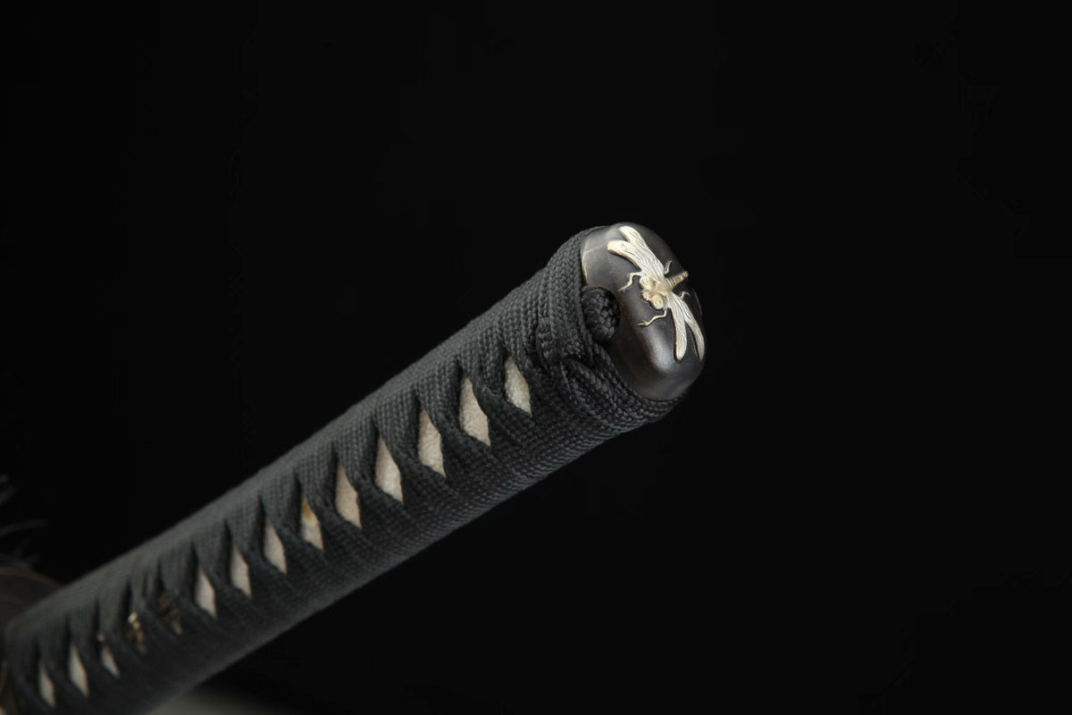 Tonbo Katana トンボ – Damascus Steel, Ebony Saya – view 13