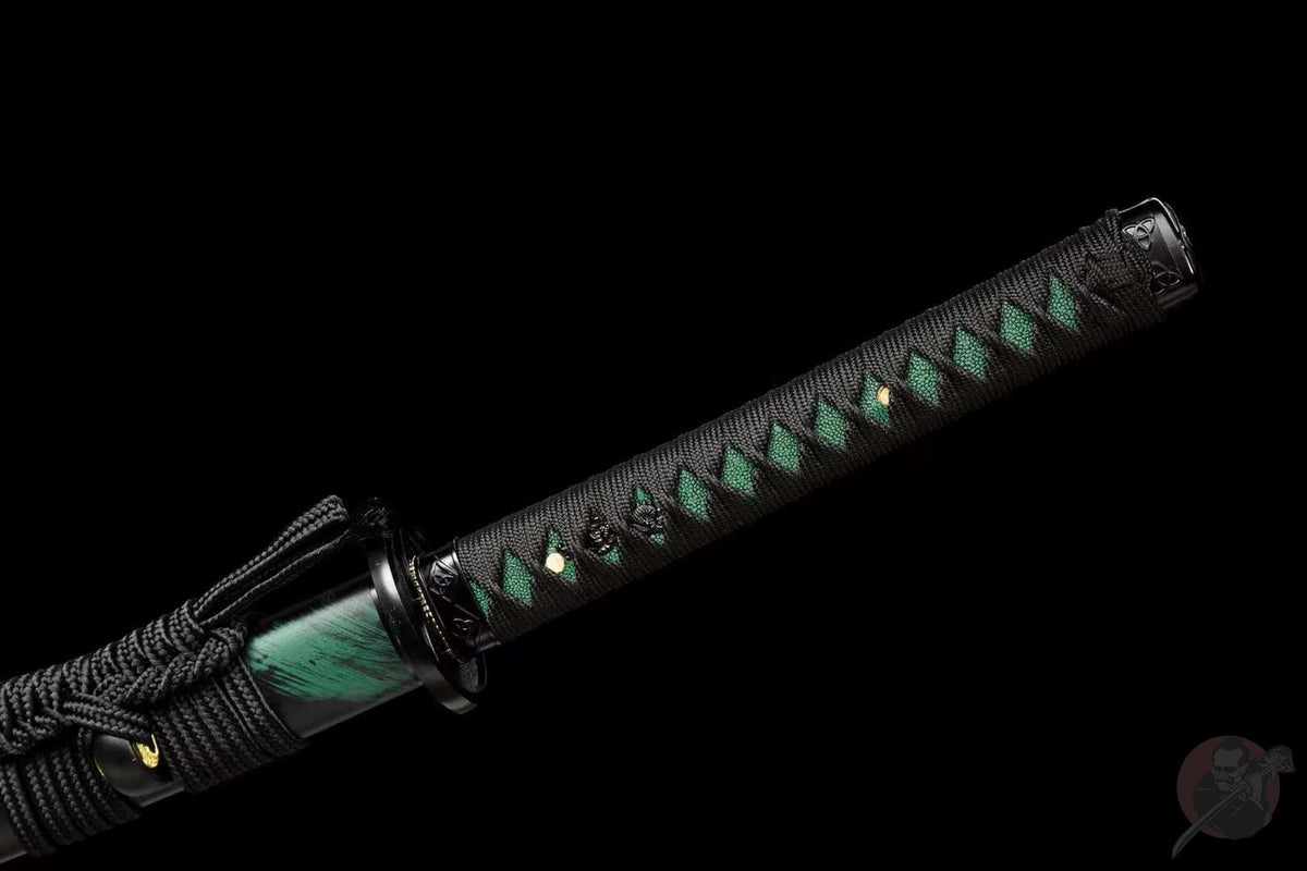 Kakki 活気 Katana – Manganese Steel, Black and Green Saya – view 9
