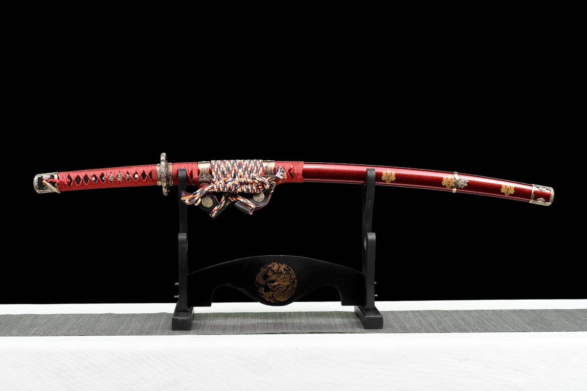 Hideyoshi 秀吉 Katana – Damascus Steel, Toyotomi Saya – view 1