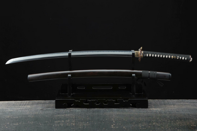 Numachi 沼地 Katana — Damascus Steel, Ebony Saya – view 1