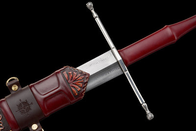 Crimson Lion Longsword — Damascus Steel, Crimson Scabbard – view 17