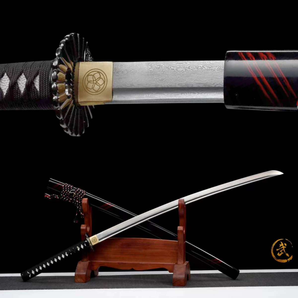 Oni 鬼 Katana, Damascus Steel – view 1
