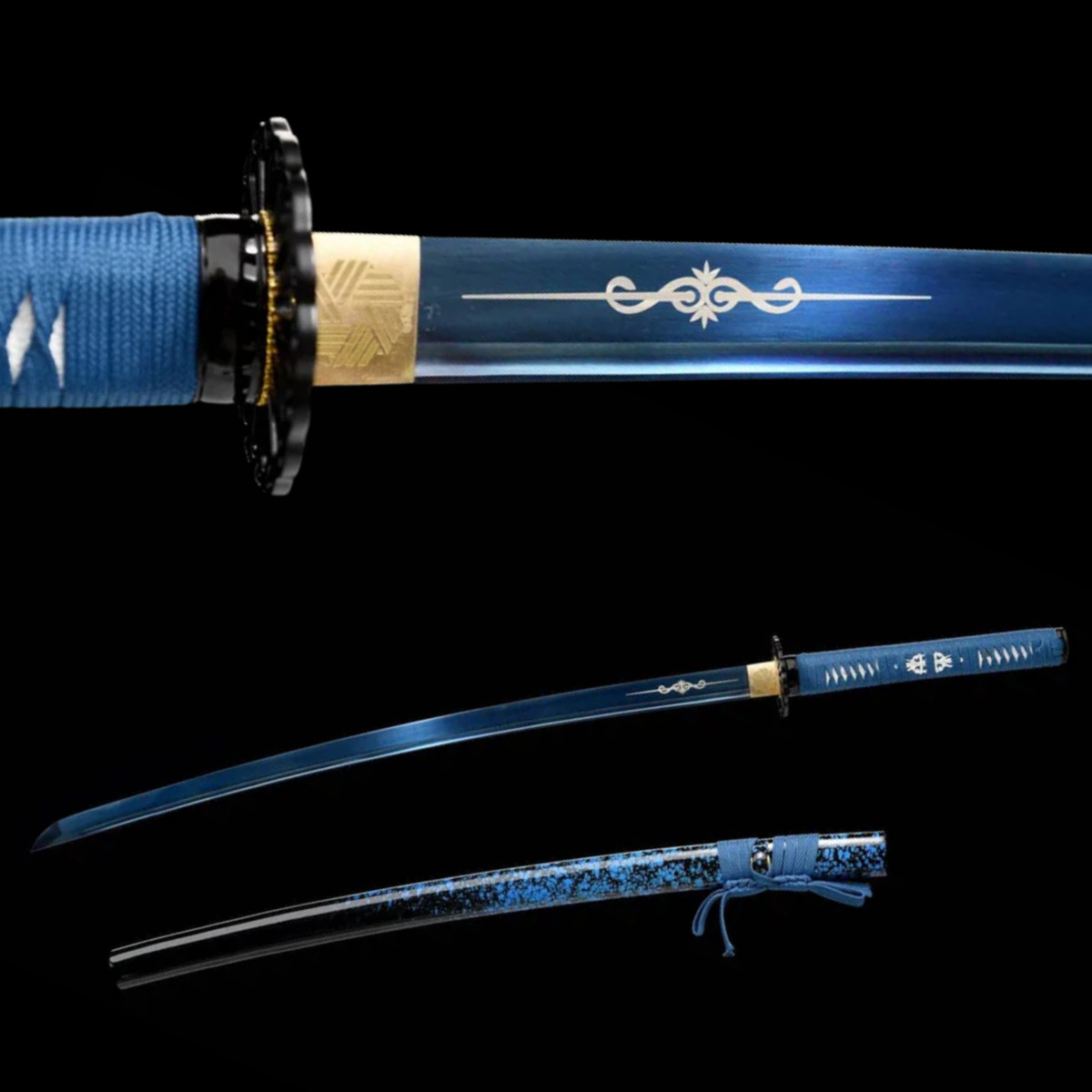 Chie 知恵 Katana – Blue Blade, Manganese Steel, Blue Saya – view 1