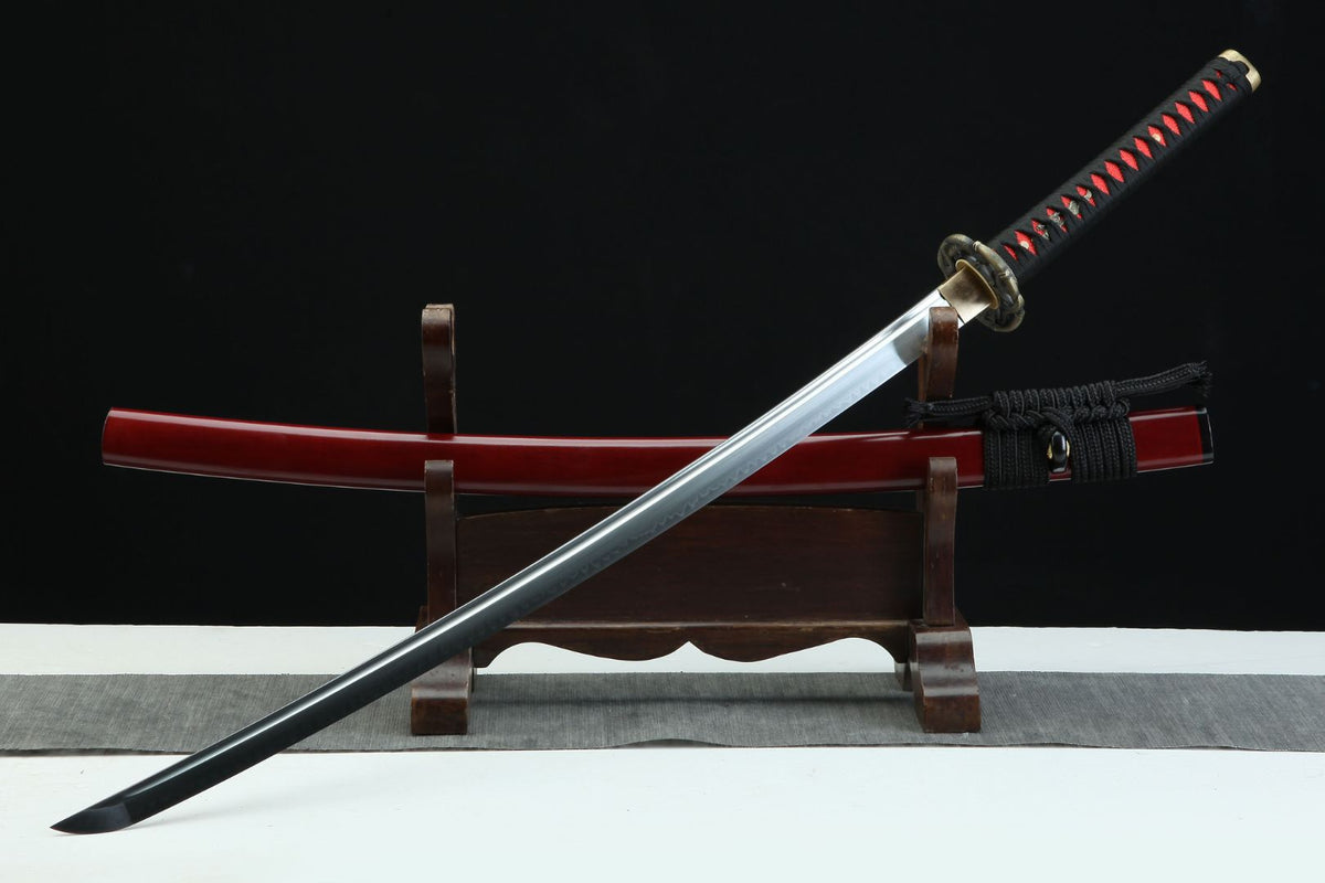 Aka 赤 Katana – T10 Steel, Red Ebony Saya – view 3