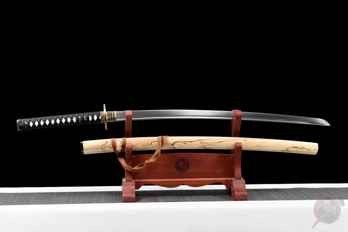 Katana Ten 天 – Damascus Steel with Bo-hi – view 2