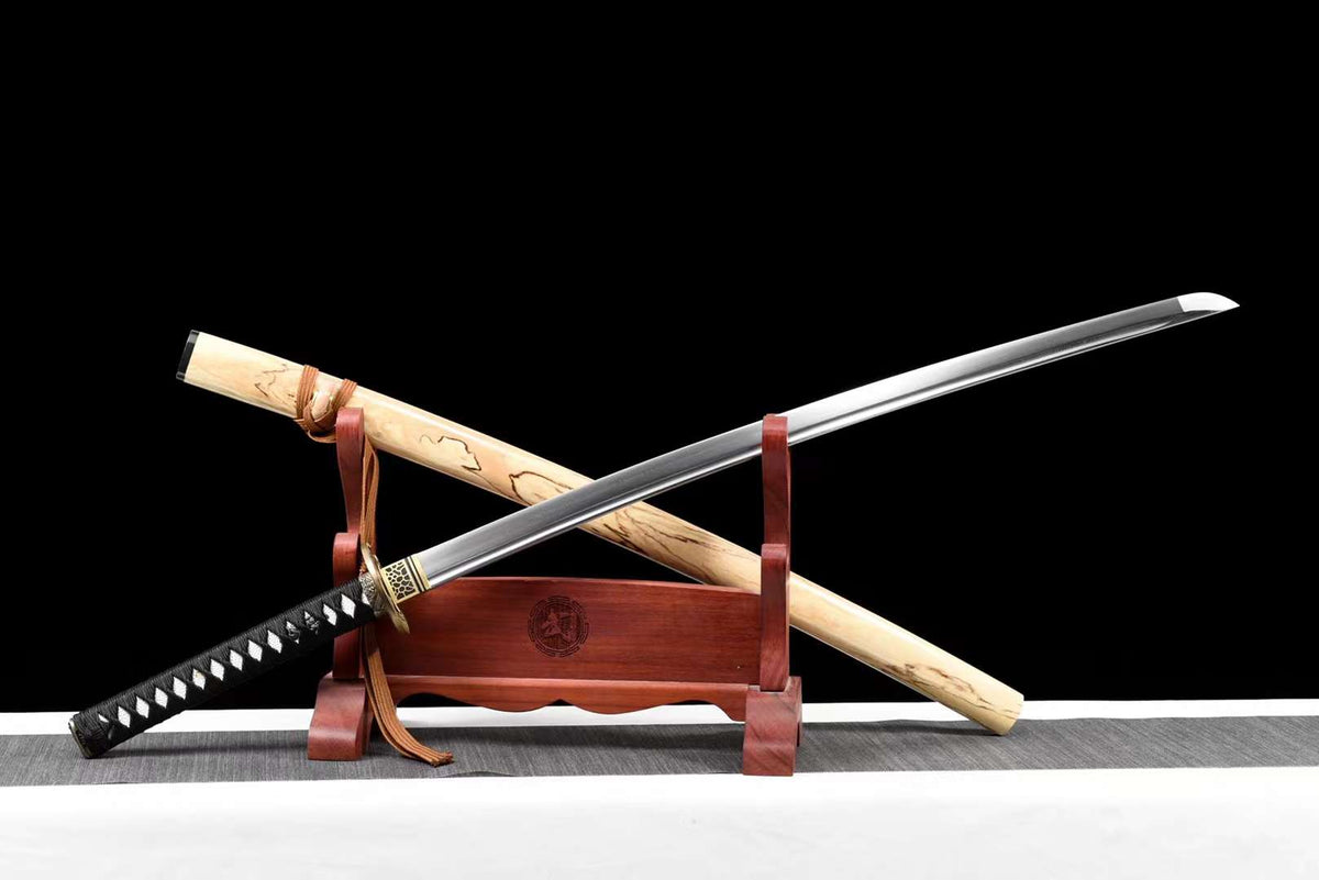 Katana Ten 天 – Damascus Steel with Bo-hi – view 3