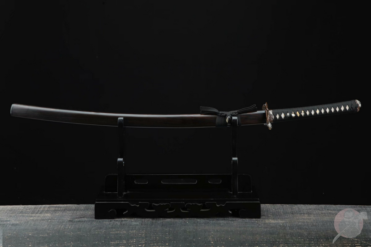 Numachi 沼地 Katana — Damascus Steel, Ebony Saya – view 2