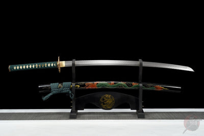 Ozayaka 鮮やか Katana – Damascus Steel, Dragon Saya – view 2