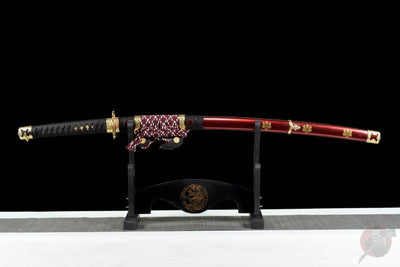 Owari Katana 尾張国 – Purple Damascus Steel, Copper Tsuba – view 2