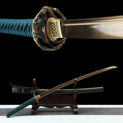 Katana Shizen 自然 – Gold Damascus Steel Blade – view 1