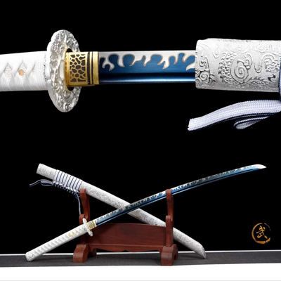 Koori Katana 氷 – Blue Manganese Steel Blade, Ebony Saya – view 1