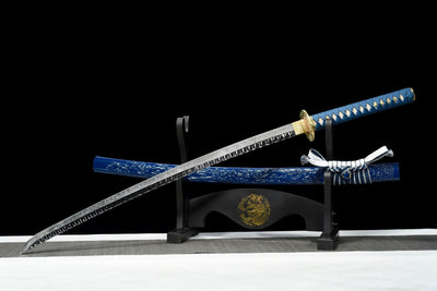 Katana Umi 海 – T10 Steel, Blue Dragon Saya – view 3
