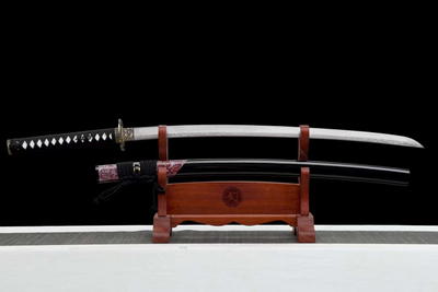 Shokubutsu 植物 Katana – Damascus Steel, Ebony Saya – view 1