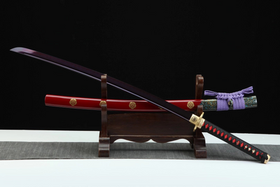 Suhama Giri 家紋 Katana – 1095 Steel, Purple Blade – view 5