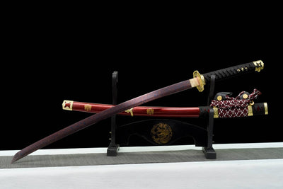 Owari Katana 尾張国 – Purple Damascus Steel, Copper Tsuba – view 4