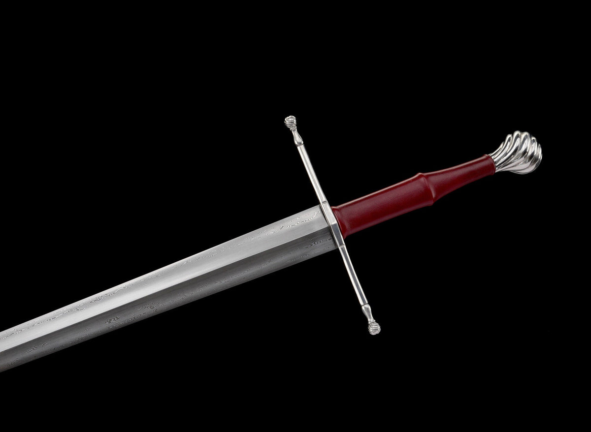 Crimson Lion Longsword — Damascus Steel, Crimson Scabbard – view 15
