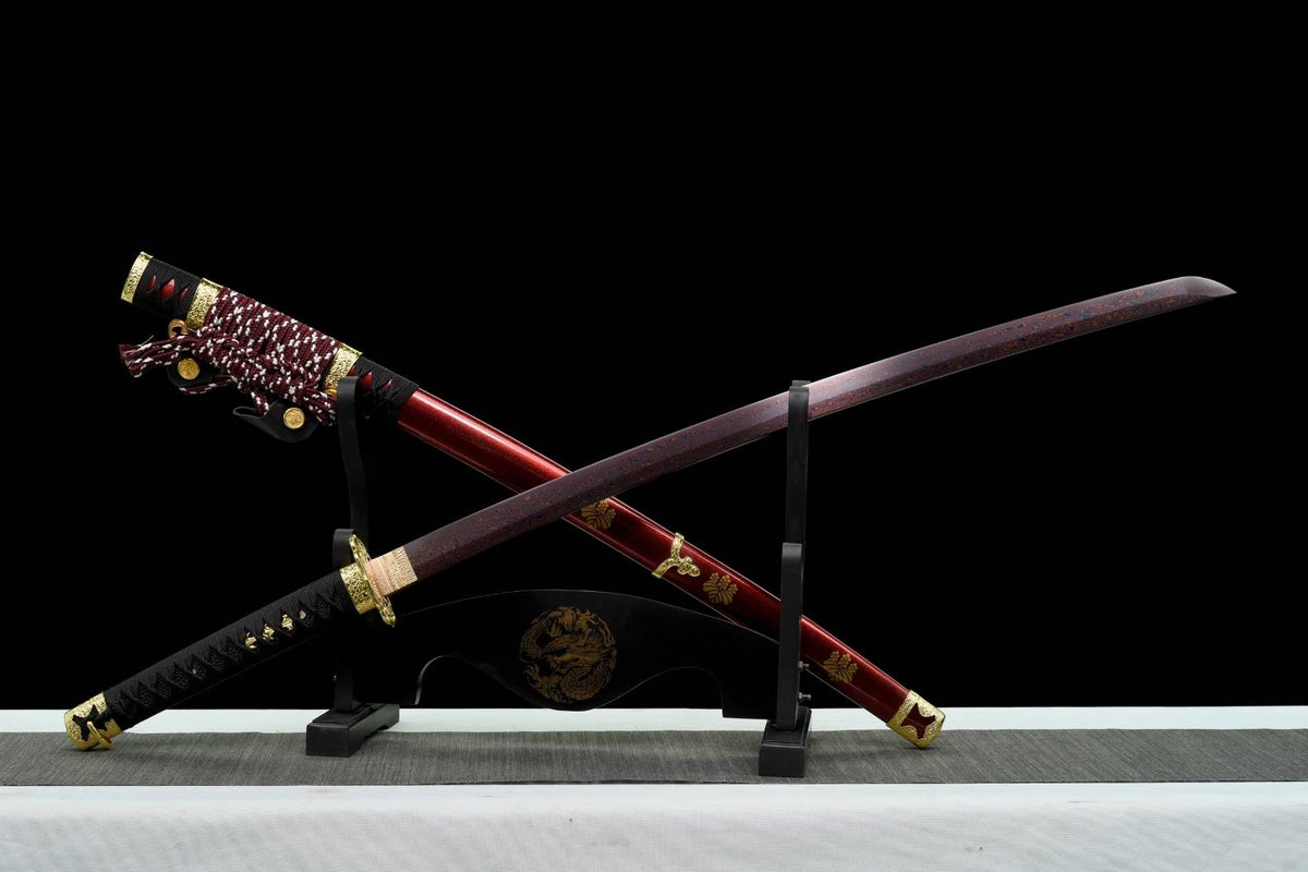 Owari Katana 尾張国 – Purple Damascus Steel, Copper Tsuba – view 5