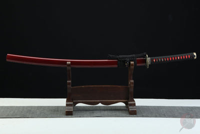 Aka 赤 Katana – T10 Steel, Red Ebony Saya – view 2