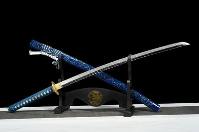 Katana Umi 海 – T10 Steel, Blue Dragon Saya – view 4