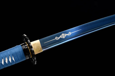 Chie 知恵 Katana – Blue Blade, Manganese Steel, Blue Saya – view 6