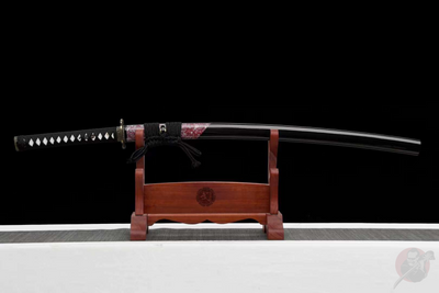 Shokubutsu 植物 Katana – Damascus Steel, Ebony Saya – view 2