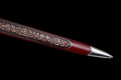 Crimson Lion Longsword — Damascus Steel, Crimson Scabbard – view 7