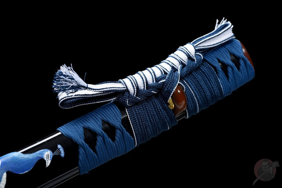 Kujaku 孔雀 Katana – T10 Steel, Clove Hamon, Peacock Saya – view 19
