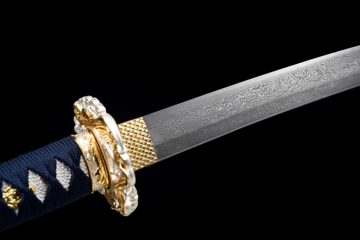 Kasei 火星 Katana – Damascus Steel, Ebony Saya, Zinc Alloy Tsuba – view 7