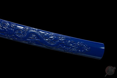 Katana Umi 海 – T10 Steel, Blue Dragon Saya – view 5