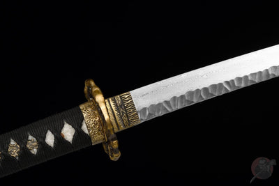 Gaiyo 概要 Katana — Carved Damascus Steel, Orange Sageo – view 6