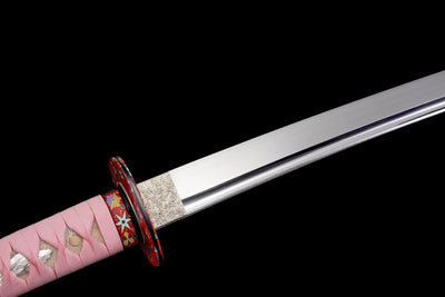 Katana Hanami 花見 – T10 Steel, Snow-white Sakura Saya – view 6