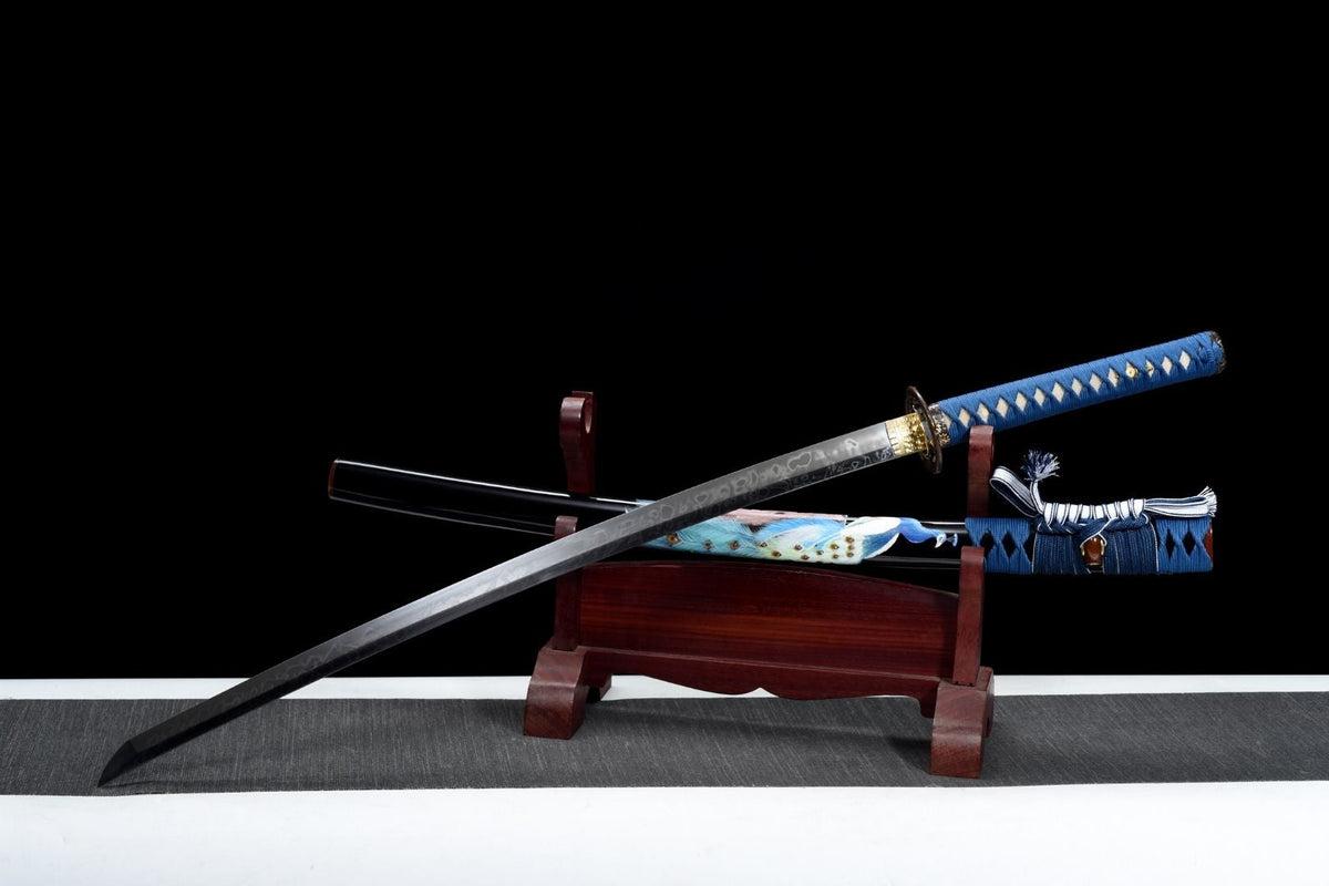 Kujaku 孔雀 Katana – T10 Steel, Clove Hamon, Peacock Saya – view 3