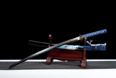 Kujaku 孔雀 Katana – T10 Steel, Clove Hamon, Peacock Saya – view 3