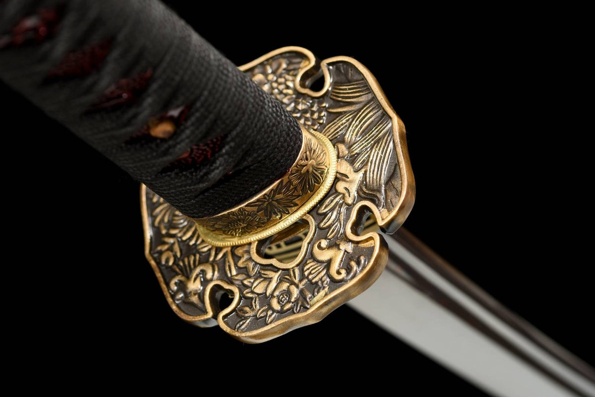 Eien Katana 永遠 – Red Damascus Steel with Bo-hi, Copper Tsuba – view 7