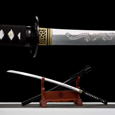 Koi 濃い Katana – Manganese Steel, Ebony Saya, Iron Tsuba – view 1