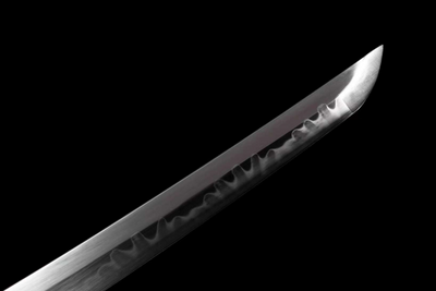Ikoi 勢い Katana — T10 Steel, Flame Hamon, Ebony Saya – view 9