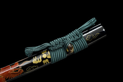Ozayaka 鮮やか Katana – Damascus Steel, Dragon Saya – view 6