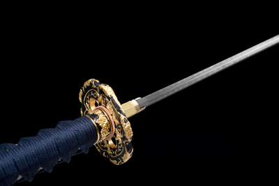 Hinode 日の出 Katana, Damascus Steel, Red Saya – view 8