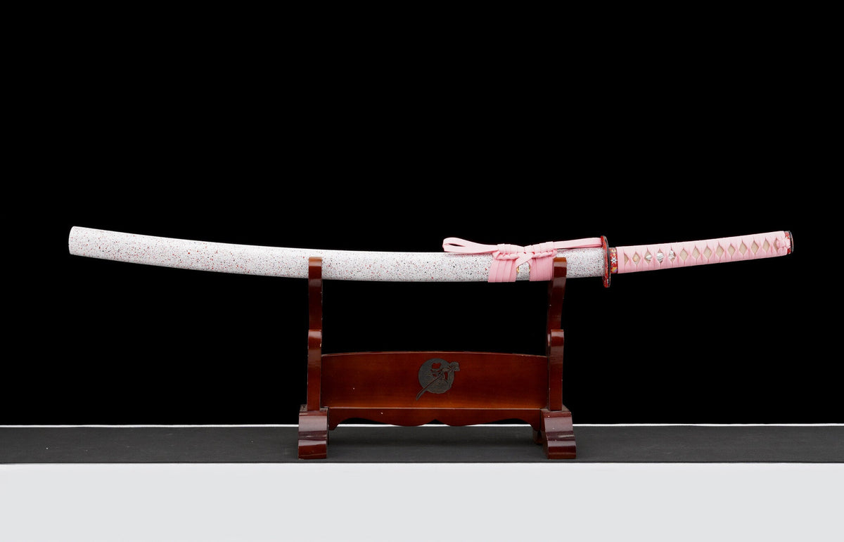 Katana Hanami 花見 – T10 Steel, Snow-white Sakura Saya – view 2