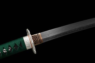 Oda Katana 織田 – T10 Steel, Green Saya with Oda Clan Crest – view 8