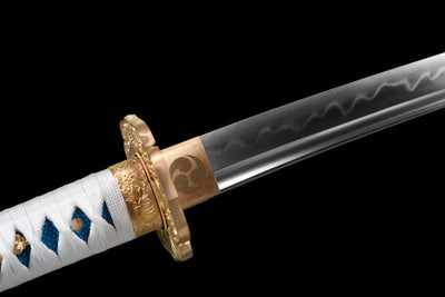 Katana Kurao 淤加 – T10 Steel with Bo-hi, Blue Dragon Saya – view 7